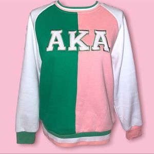 Ivy Storehouse Half & Half Alpha Kappa Alpha Pink, Green, White Crewneck